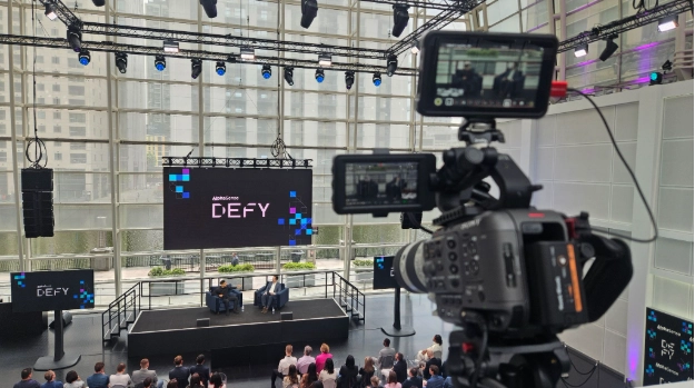 setting up a camera for a live event